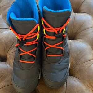 Sorel Kids Black and Blue Boots with Orange Laces